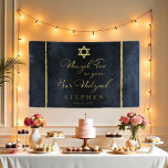 Bar Mitzvah Watercolor Banner Abstract Blue Gilded<br><div class="desc">Uncover a world of creativity in our definitive guide to Mitzvah Bar invitations: "Unveiling Navy Blue Watercolor Magic". Be inspired by the deep allure of navy blues combined with delicate watercolor technique, perfect for a unique, memorable invite to your child's special day. Learn how to design, create, and send an...</div>