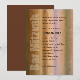 Bar Mitzvah Watercolor Stripes Invitation