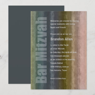 Bar Mitzvah Watercolor Stripes Invitation