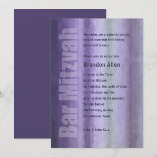 Bar Mitzvah Watercolor Stripes Invitation