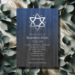 Bar Mitzvah Wood Look Blue Grey Silver Star Invitation<br><div class="desc">Bar Mitzvah and Bat Mitzvah invitation sets designed by Umua. Printed and shipped by Zazzle or its partners.</div>