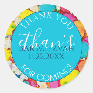 Bar or Bat Mitzvah Confetti Design Round Sticker