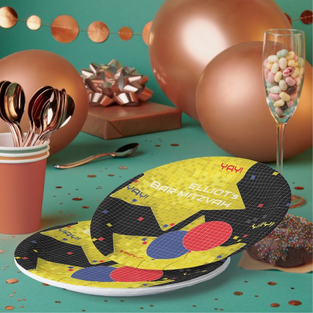 Bar or Bat Mitzvah GAME ON 2 Paper Plate (Multi)