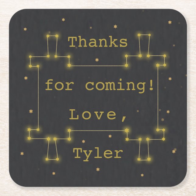 Bar or Bat Mitzvah Space Torah Square Paper Coaster (Front)