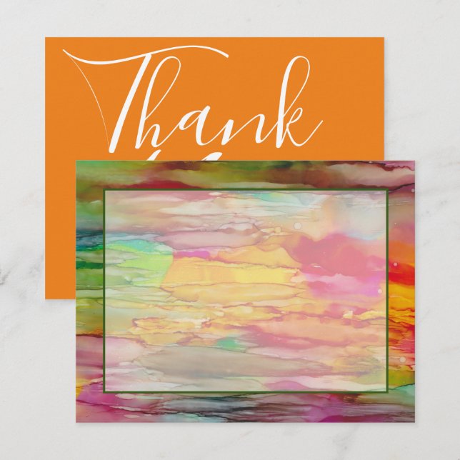 Bar or Bat Mitzvah Thank You Card Colourful Lines (Front/Back)