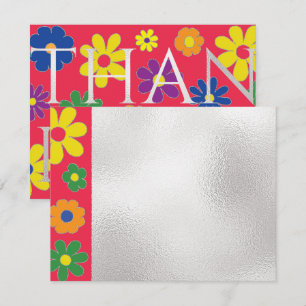 Bar or Bat Mitzvah Thank You Colourful Flowers Card