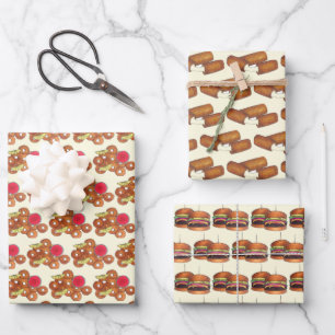 Bar Pub Snacks Calamari Sliders Mozzarella Sticks Wrapping Paper Sheet