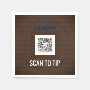 Bar QR Tip Cocktail Napkins Custom Logo Scan to Ti