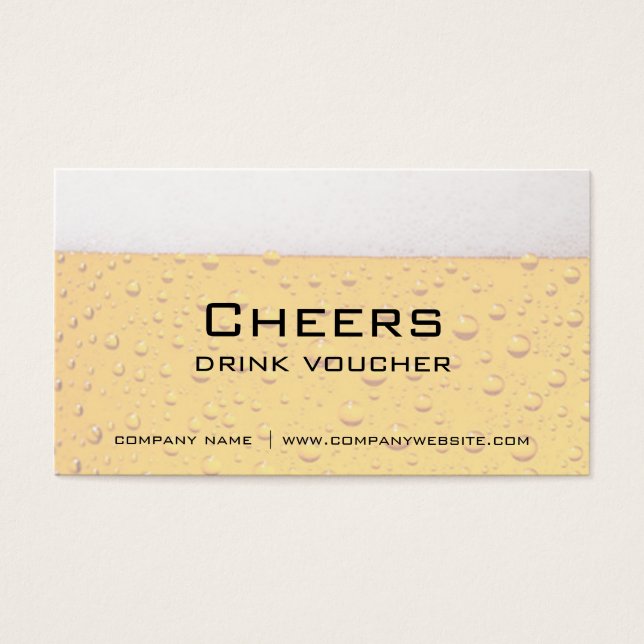 Bar, Restaurant or Brewery Drink Vouchers (Front)