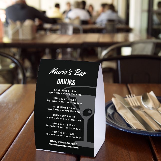 Bar Restaurant Table Tent Menu Template (Insitu(Restaurant))