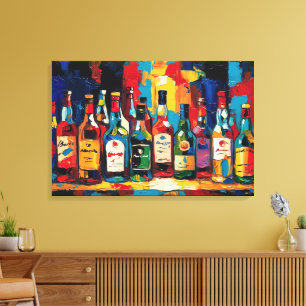 "Bar Shelf Bottle Collection" (Style 4) Canvas Print
