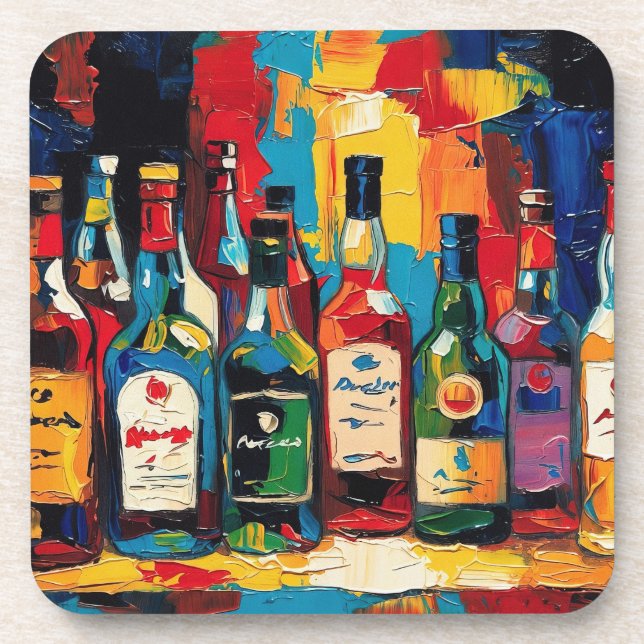 "Bar Shelf Bottle Collection" (Style 4) Coaster (Front)