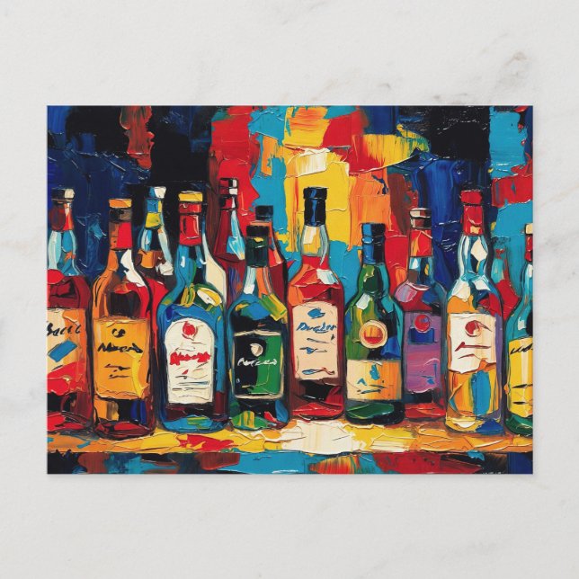 "Bar Shelf Bottle Collection" (Style 4) Holiday Postcard (Front)