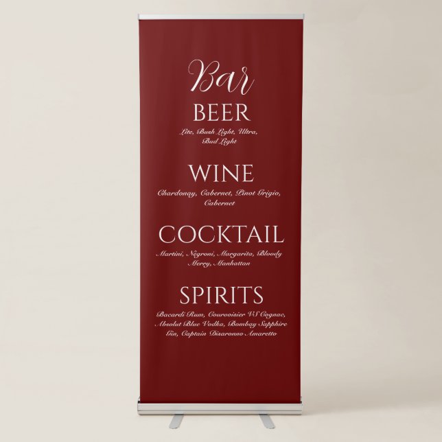 Bar sign banner cocktails drinks list (Front)