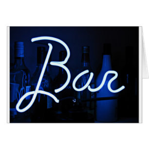 bar sign , blue neon light