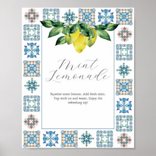 Bar Sign Lemons and Blue Amalfi Tile