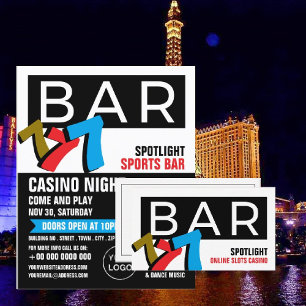 Bar Slot Machine, Casino, Gaming Industry Business Card