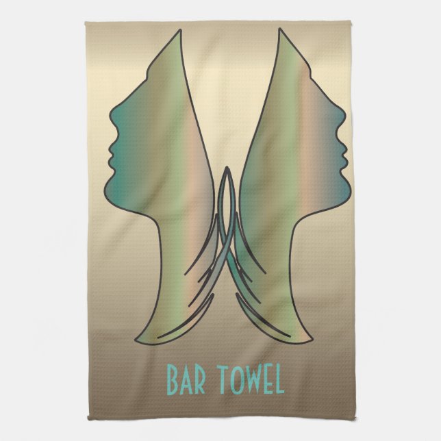 Bar Towel Gold Woman Face (Vertical)