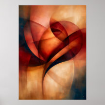 Bara Red Rose Cubist Floral Abstraction