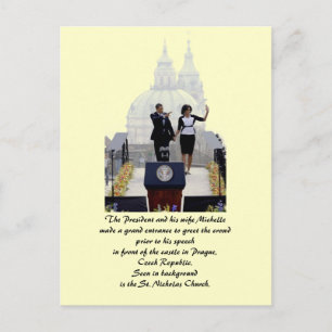 Barack and Michelle in Prague Postcard