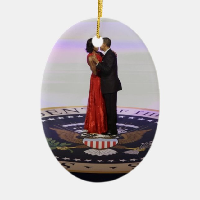 Barack and Michelle Obama Ceramic Tree Decoration (Front)