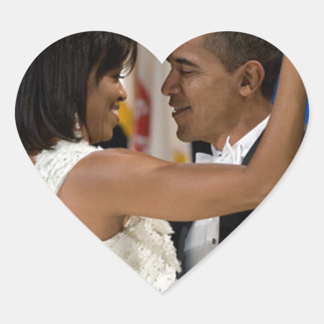 Barack and Michelle Obama Heart Sticker (Front)