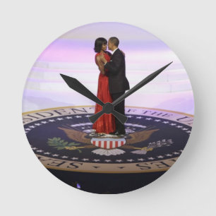 Barack and Michelle Obama Round Clock