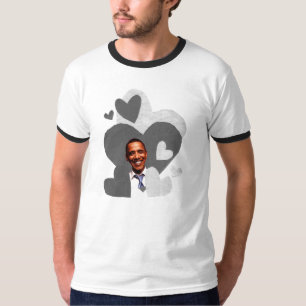 Barack collage men's black ringer t-shirt