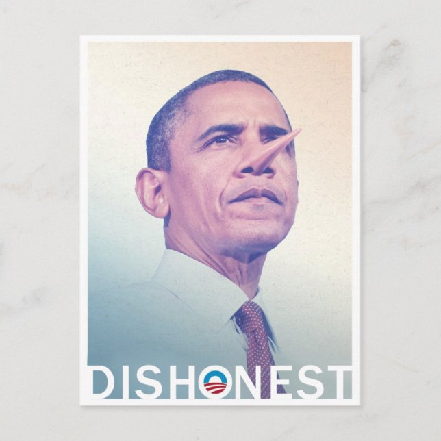 Barack Hussein Obama Dishonest Pinocchio Postcard (Front)