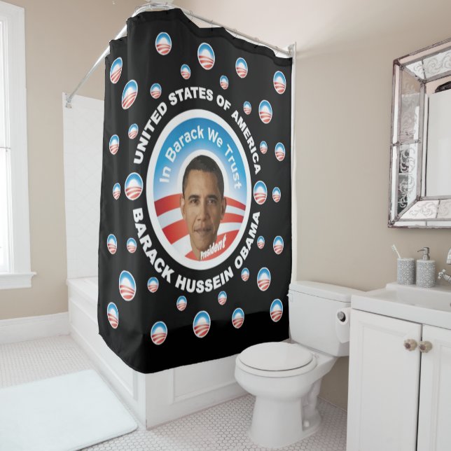 Barack Hussein Obama Shower Curtain (In Situ)