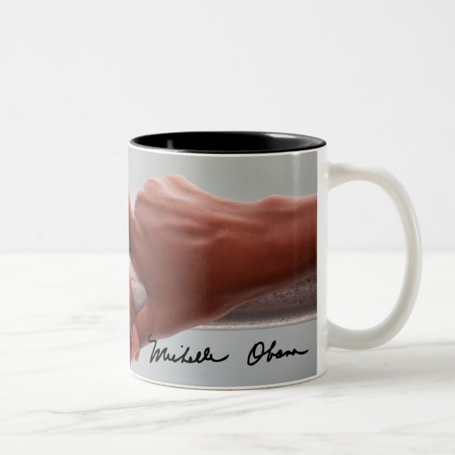 Barack & Michele Obama's Hands Two-Tone Coffee Mug (Right)