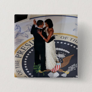 Barack & Michelle Obama dancing at Inaugural Ball 15 Cm Square Badge