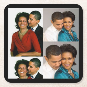 BARACK & MICHELLE OBAMA SQUARE PAPER COASTER
