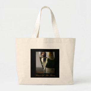 BARACK & MICHELLE OBAMA:  TOAST OF THE TOWN LARGE TOTE BAG