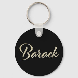 Barack Name whitegold Button Schlüsselanhänger Key Ring