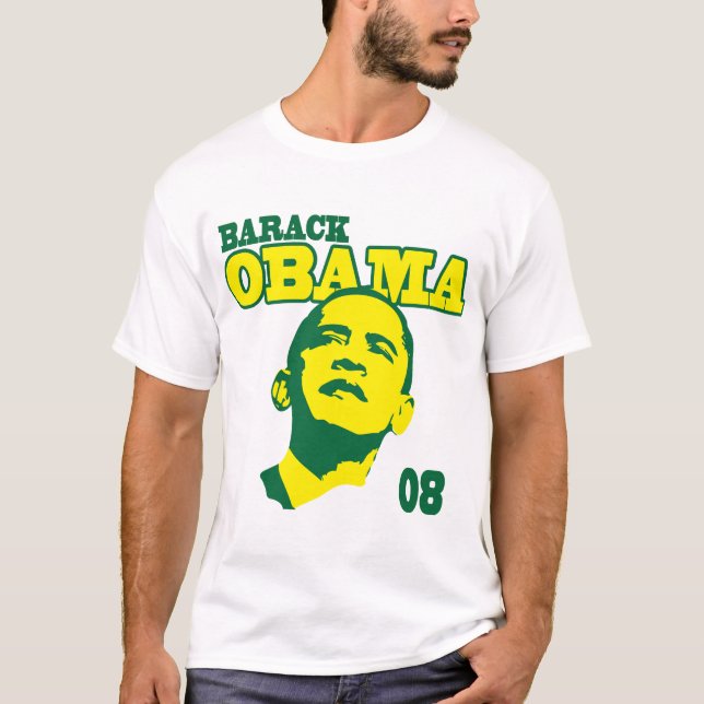 Barack Obama 08 Green and Yellow T-Shirt (Front)