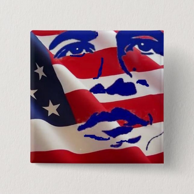 BARACK OBAMA 15 CM SQUARE BADGE (Front)