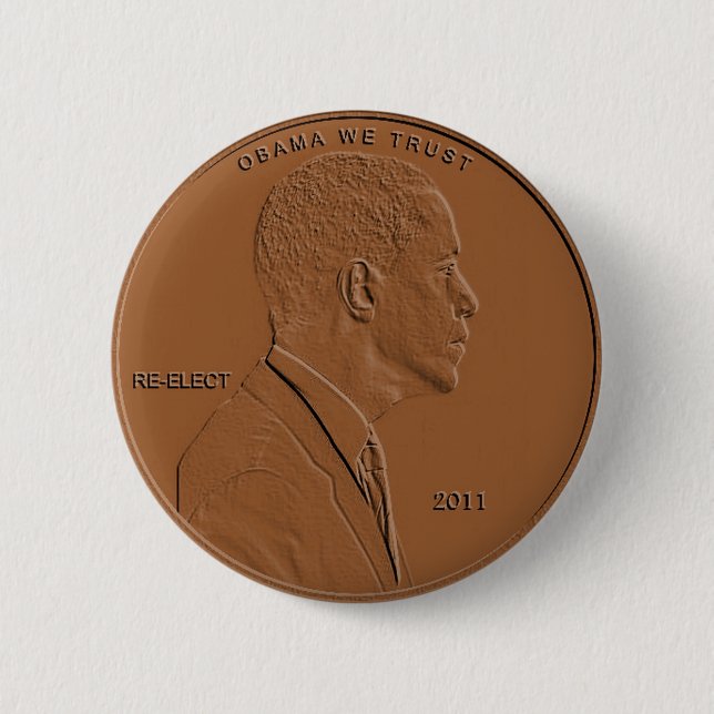 Barack Obama 2011 Penny Button Pin (Front)