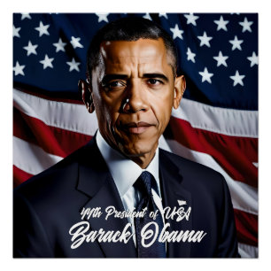 Barack Obama 44th President & USA Fflag Poster