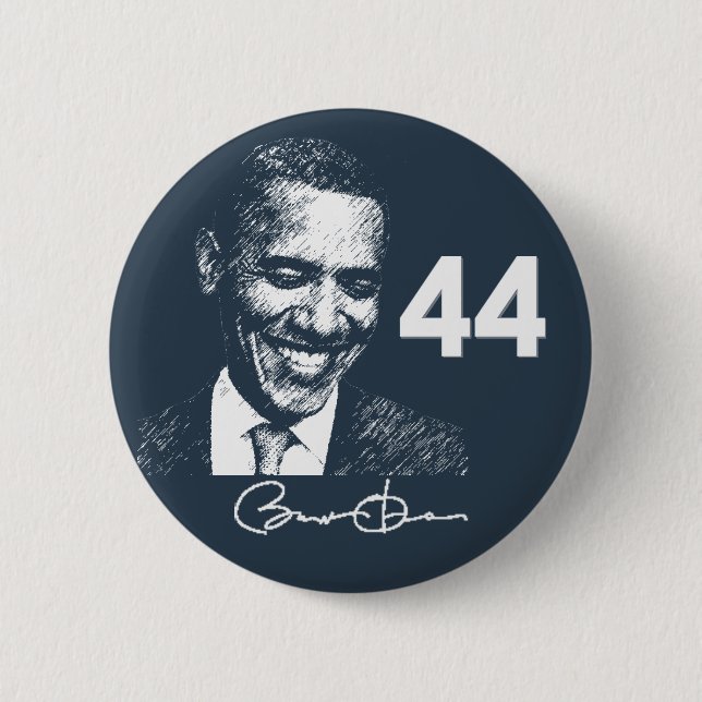 Barack Obama 44th President with signature 6 Cm Round Badge (Front)