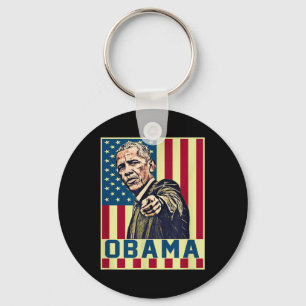 Barack Obama 44th Usa President Pop Art Vintage Us Key Ring