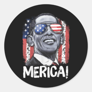 Barack Obama 4th Of July Merica Men Women Usa Amer Classic Round Sticker