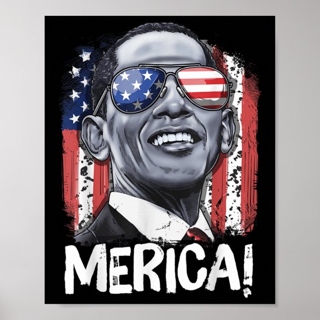 Barack Obama 4th Of July Merica Men Women Usa Amer Poster (Front)