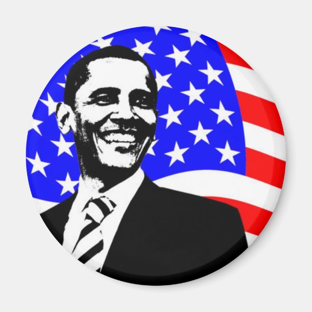 Barack Obama American Flag Magnet (Front)