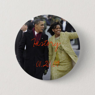 Barack Obama and Michelle Inauguration Day 1/20/09 6 Cm Round Badge