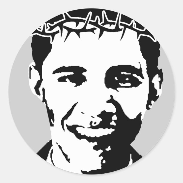 Barack Obama as Jesus Classic Round Sticker (Front)