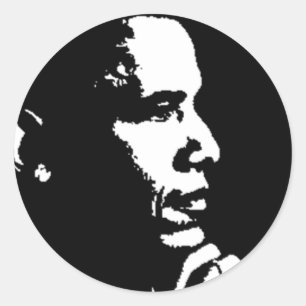 Barack Obama Black & White Profile Classic Round Sticker