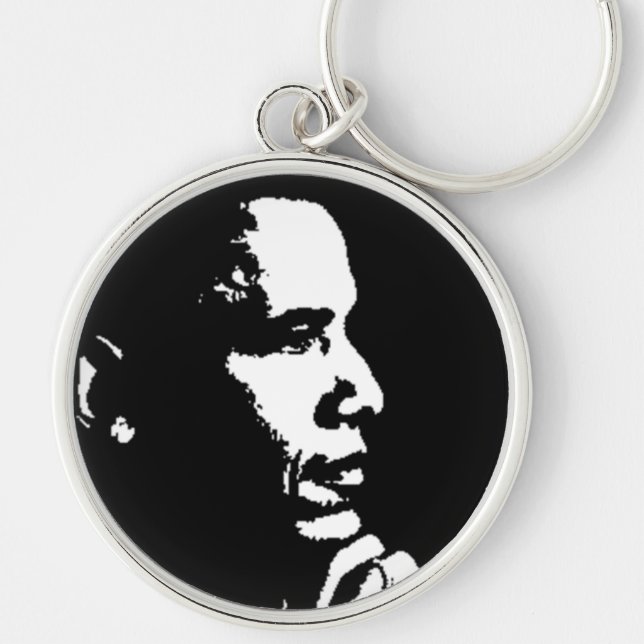 Barack Obama Black & White Profile Key Ring (Front)