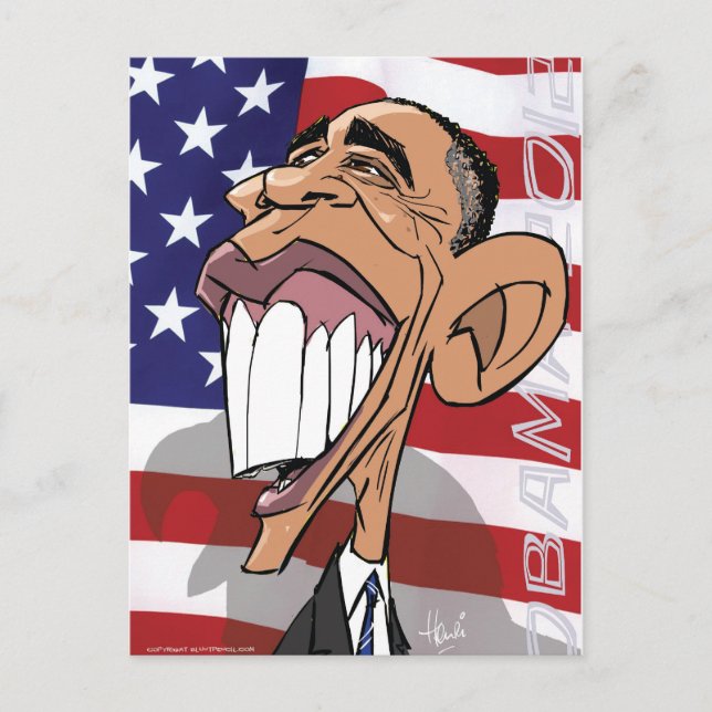 Barack Obama Cartoon Caricature Postcard (Front)