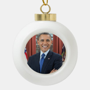 Barack Obama Ceramic Ball Christmas Ornament